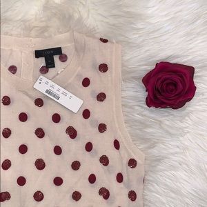 J.Crew Sequin Polka Dot Jackie Sweater Shell Sz M